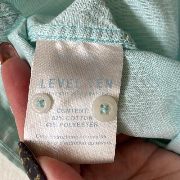 Men’s Buckle Level Ten Turquoise Blue Casual Short Sleeve Button Shirt Medium - Picture 8 of 8